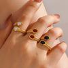 Personality Stainless Steel Oval Red Drip Oil Rings for Women Men Retro Classic Hammer Texture Open Rings Banquet Jewelry Gifts