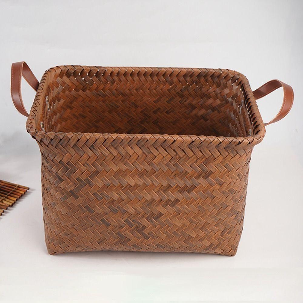 

Brown Dirty Clothes Basket Imitation Rattan Weaving Home Storage Woven Basket Home Furnishings M
