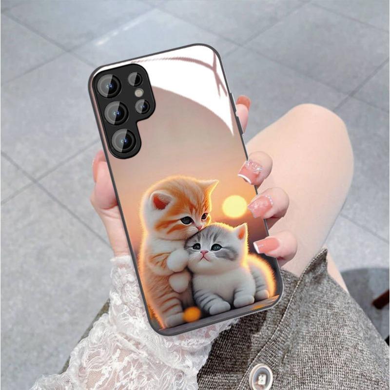 Katzen Geeignet für Samsung S24PLUS Handyhülle S23 Mädchen S22 Hautfreundlich A52 Glashülle A54 Rundumschutz A14