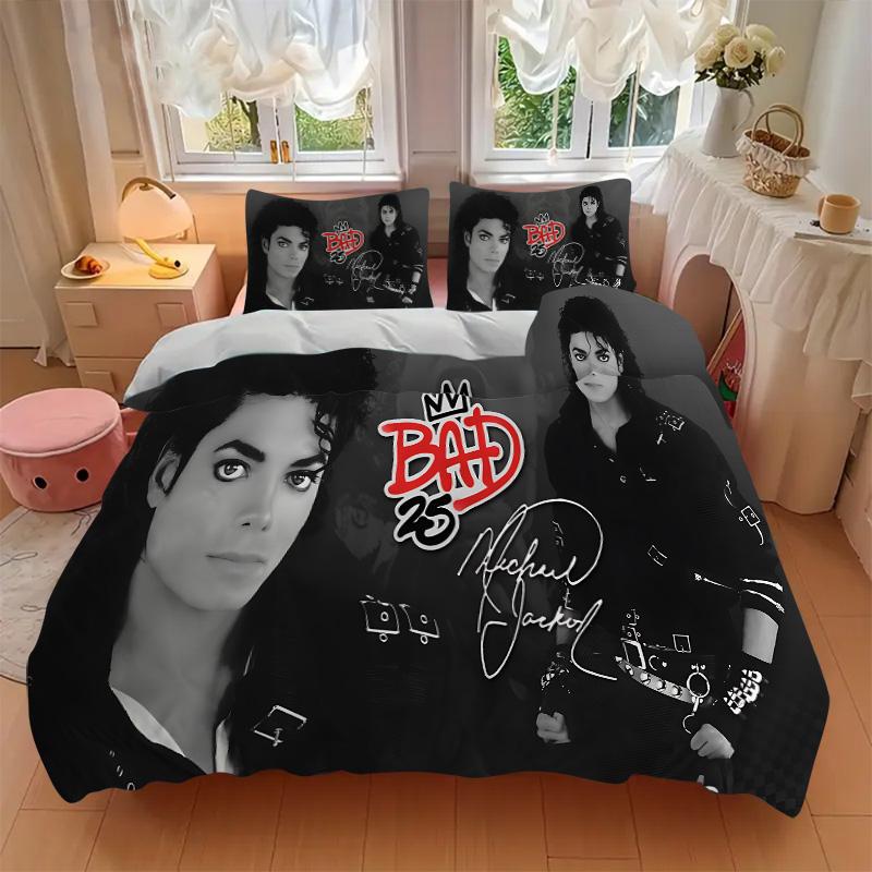 Michael Jackson Bad Obal alba 3dílná sada povlečení povlak na přikrývku se 2 povlaky na polštář Domácí dárek k narozeninám