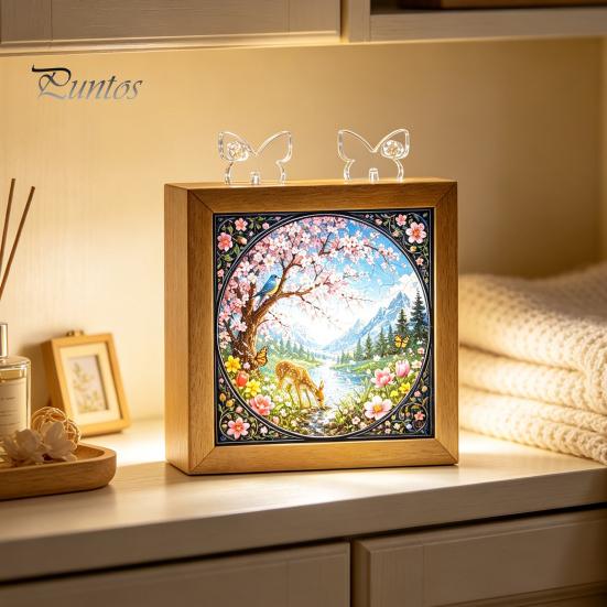 Functional Glowing Home Decor Acrylic Puzzle LED Night Light, 2-In-1 USB Royal Iris Bloom Jigsaw Lamp, DIY Floral Kit Creative Desktop Ambient