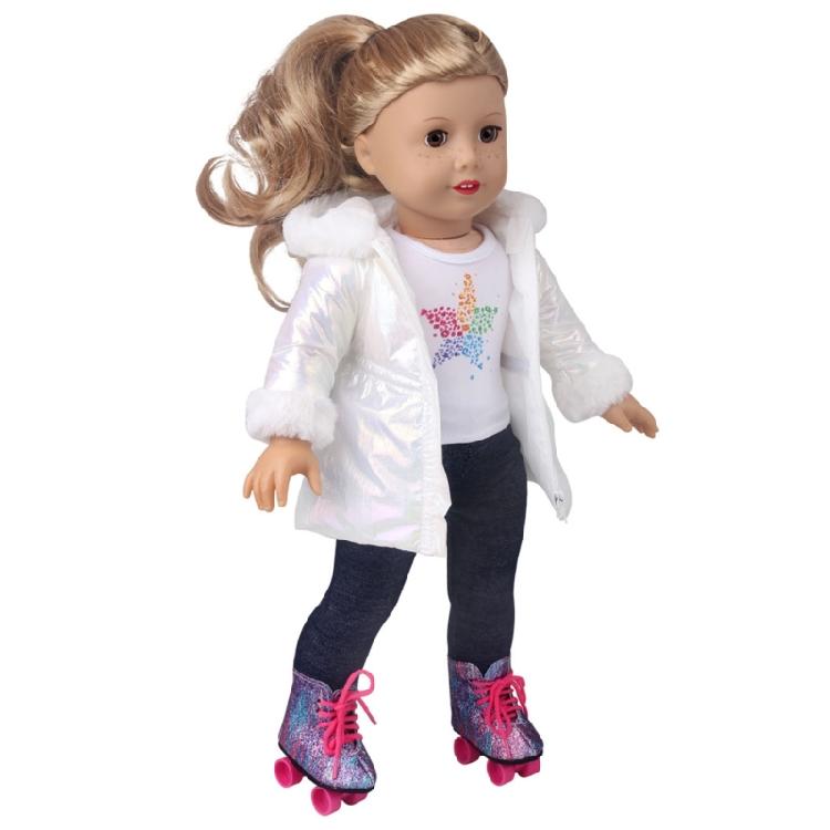 Long Coat Winter Doll Clothes For 18 Inch Girl Dolls Soft Plush Outfit Set Simple Wear Design