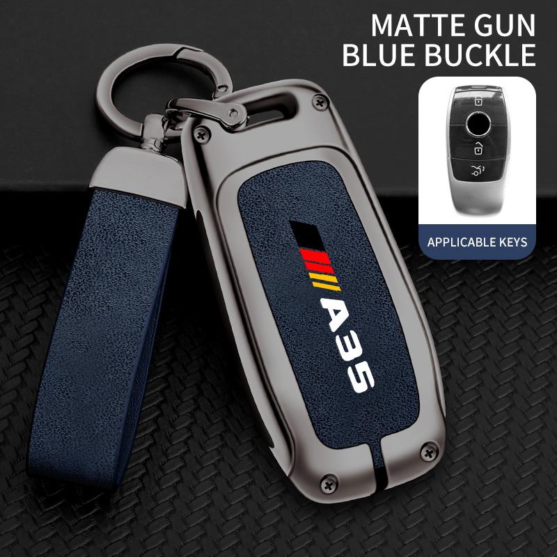 BYRJ7 Car TPU Zinc Alloy Key Case Bag For Mercedes Benz AMG A35 Logo Car Key Chain Car Metal Key Shell Interior Decoration Accessories