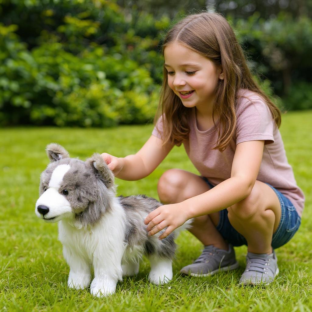 Realistic Border Collie Plush Toy Highly Detailed Soft Hugable Stuffed Animal Comforting Playmate Gift For Kids
