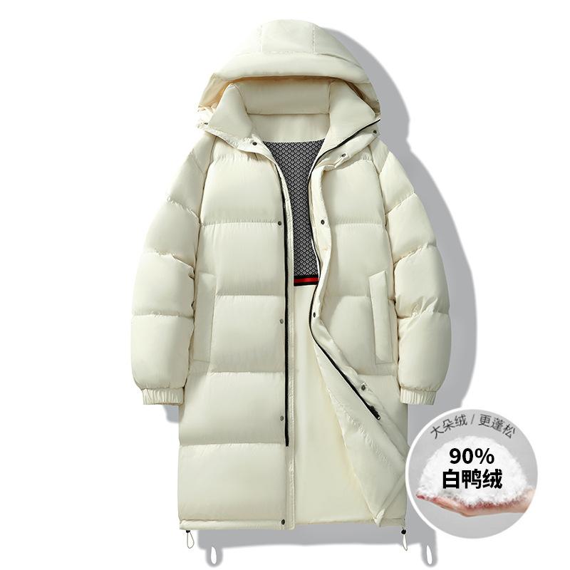 

Зимняя Новая Мужская Длинная Пуховая Куртка Пух Белой Утки Утолщенная Теплая Однотонная С Капюшоном Парная Куртка для Мужчин 4XL