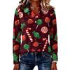 Women's Casual Long Sleeve Button Down Christmas Shirt with Lapel Collar for Holiday