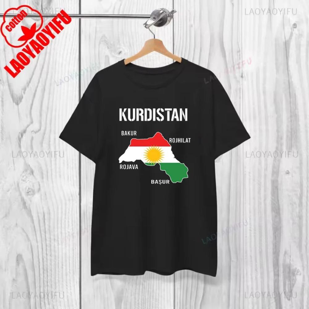 Vintage Kurdistan Kurdish Cotton Tshirt Graphic Street Clothing Short Sleeve Crewneck Summer Style Clothing Y2K Clothing