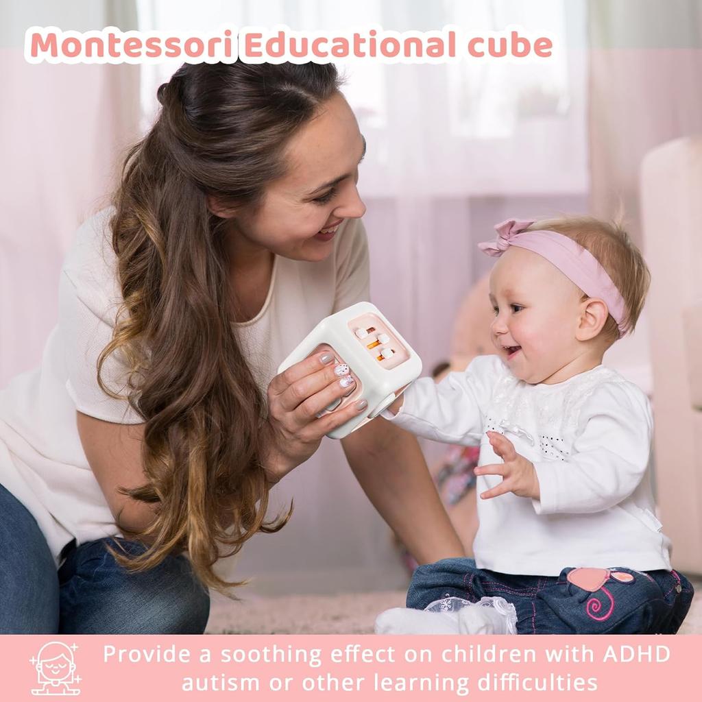 Busy Cube Toys, Montessori Toys for 1+ Year Old, Travel Sensory Toys for Toddlers 1-3, Learning Fine Motor Skills| 1st Birthday Gifts Boy 12 Months +
