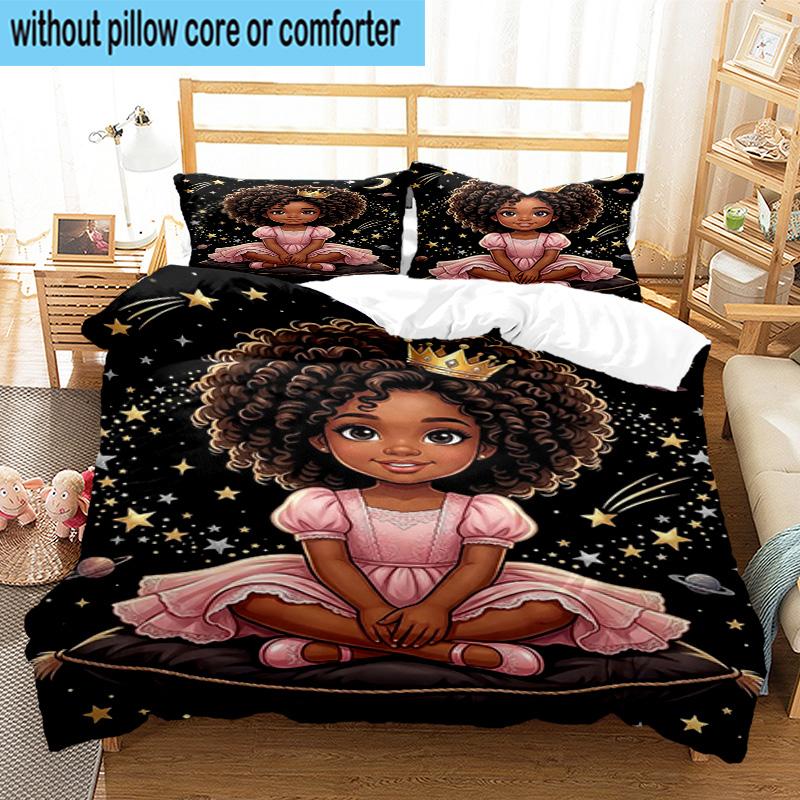 Galactic Princess Adventure 3pcs Bedding,Including 1pc Duvet Cover And 2pcs Pillowcases Perfect for Christmas,Ideal for Bedroom, Dormitory