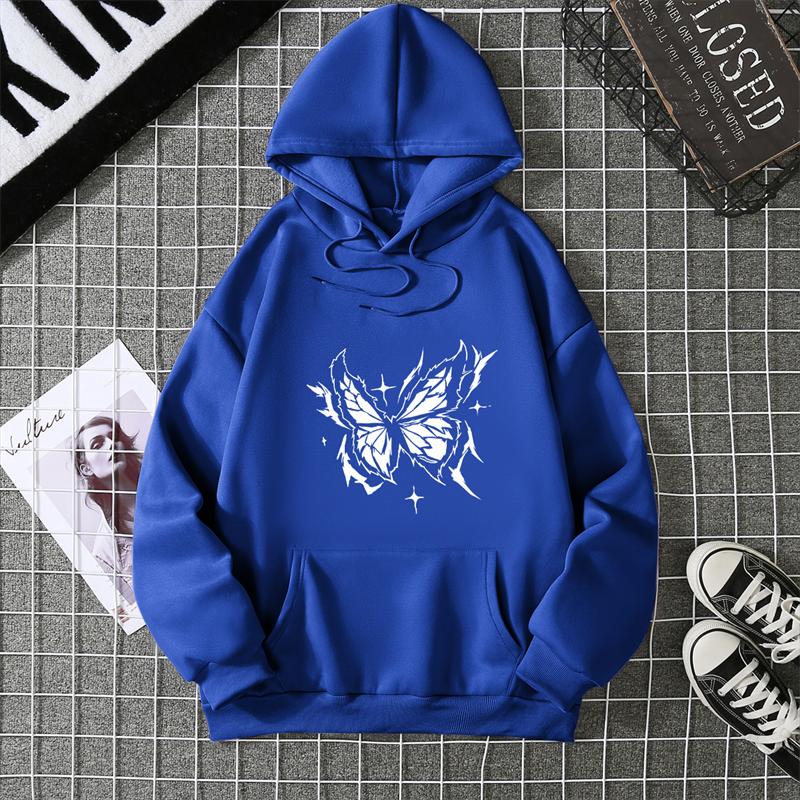 Autumn Winter Women's Thickened Fleece Hoodie Casual Long Sleeve Fashion Outerwear Printed Sweatshirt Comfortable