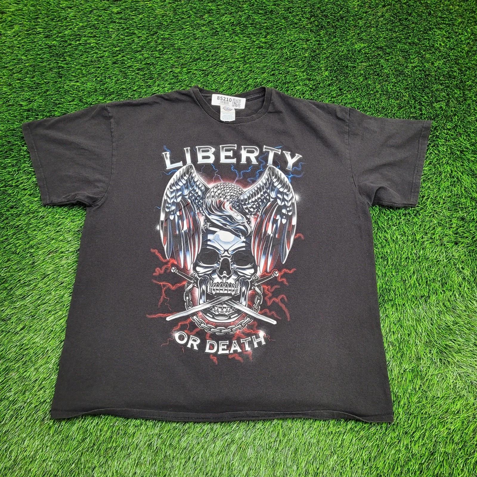 Biker Skull Liberty-or-Death Shirt XL 23x27 Black XL