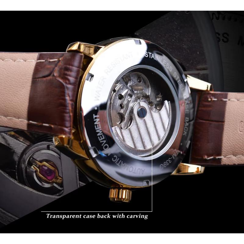 Forsining Luxury Automatic Mechanical Watches Mens Sun Moon Phase Tourbillon Watch Waterproof Men Wristwatch