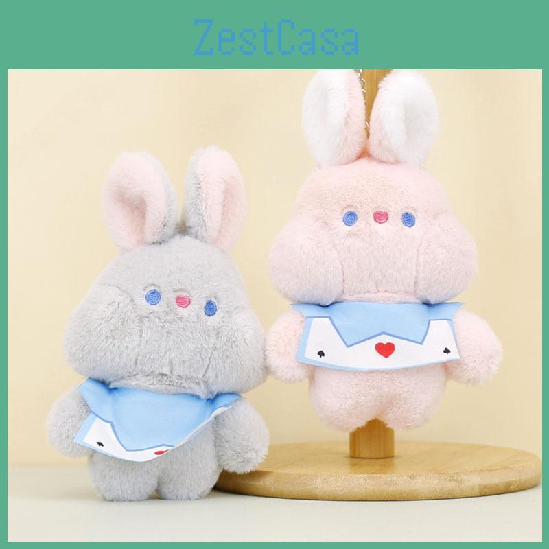 Cute Plush Rabbit Keychain Soft Fluffy Bunny Toy Pink White Gray Adorable Gift