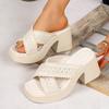 Women High Heel Sandals Thick Sole Chunky Platform Slippers Cross Band Decor Wedges Shoes Woman Summer Plus Size Comfort Shoes
