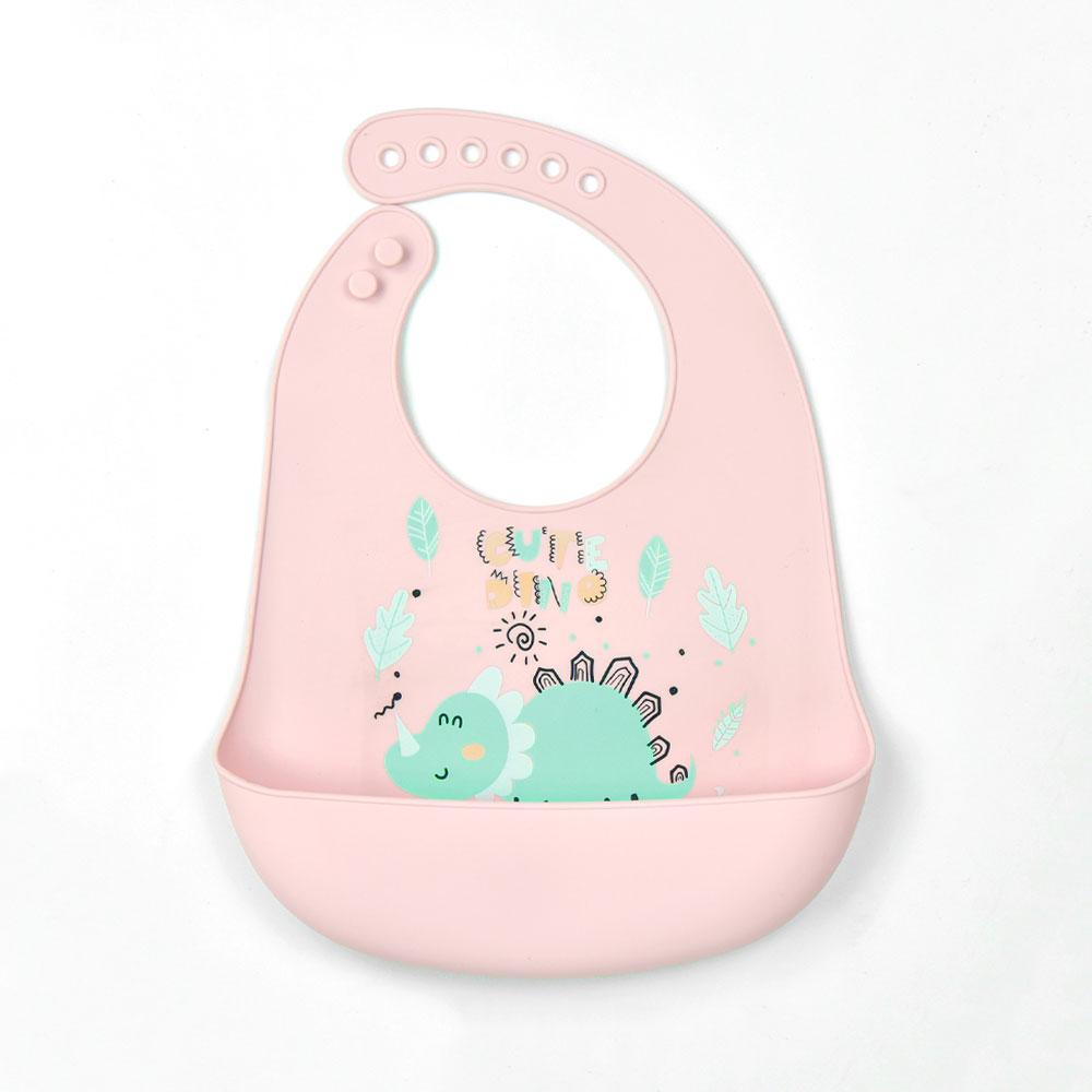 Silicone World 1PC Waterproof Bibs Baby Kids Stuff Cute Cartoon Printed Kids Bib Adjustable Soft Silicone Bib Baby Feeding Stuff