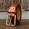 Men's Belt Thickened Real Leather Pin Buckle American Retro Brass Buckle Simple All-Matching Jeans Belt