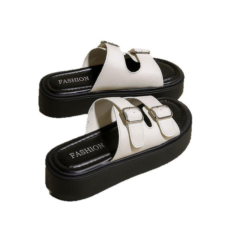 Veelzijdige Slippers met Dikke Zool voor Dames Zomer Modieus en Casual Eénlijn Strand Schoenen