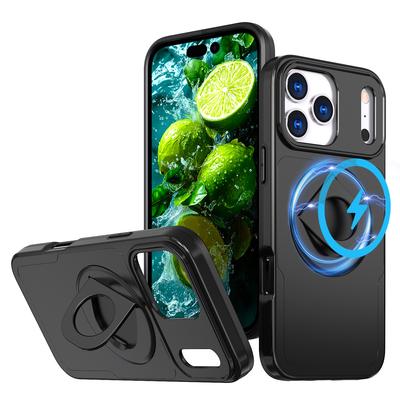 Compatible with iPhone 17 Pro Max Hidden Armor Phone Case, iPhone 16 Pro Magnetic 15 Stand, 14 Shockproof Case