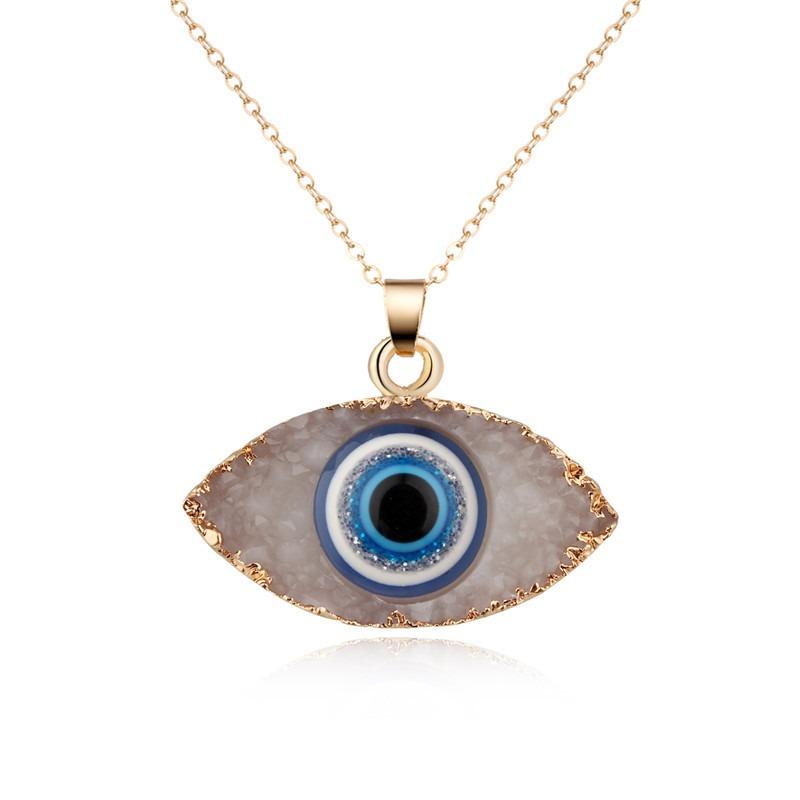 Bohemian Vintage Turkish Evil Eye Pendant Necklace Fashion Clavicle Chain Statement Long Necklace Women Jewelry
