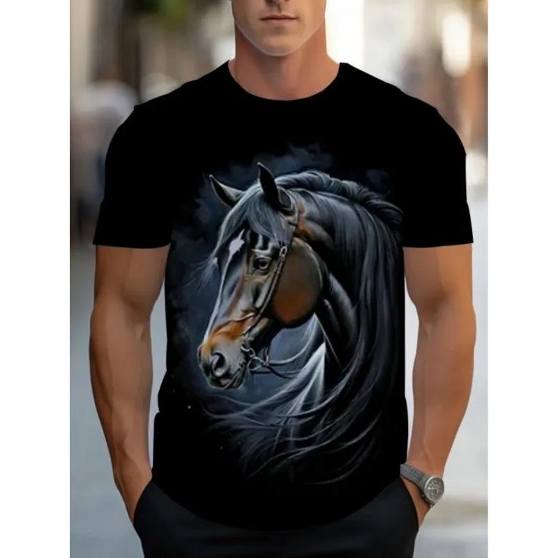Summer Men's 3D Printed Crew Neck T-Shirt Fashion Versatile Trend Breathable Casual