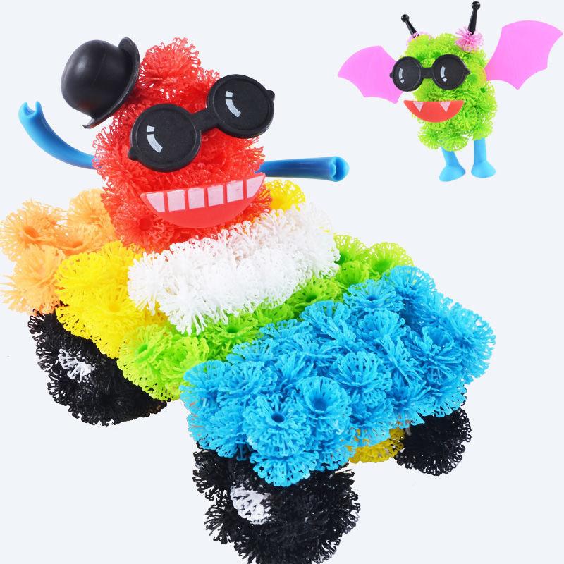Kids DIY Magic Puffer Ball Creative Construction Toys Puzzle Sticky Thorn Ball Cluster 3D Model Assembling Building Blocks Gift