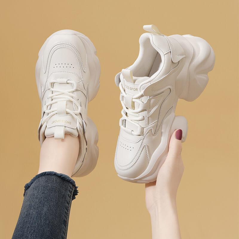 Schwarze Dad-Schuhe für Damen – Neue Herbst- und Winterkollektion: Modische und vielseitige Schuhe mit dicker Sohle, die die Körpergröße erhöhen und mit samtweichem Futter ausgestattet sind.