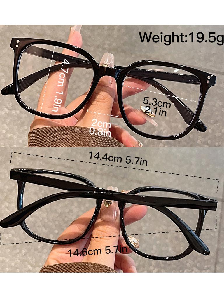 1Pc Fashionableable Square-shaped Glass Frame Glasses with Rice Nail Decoration Perfect for Daily Casual Wear Decoration Unisex
