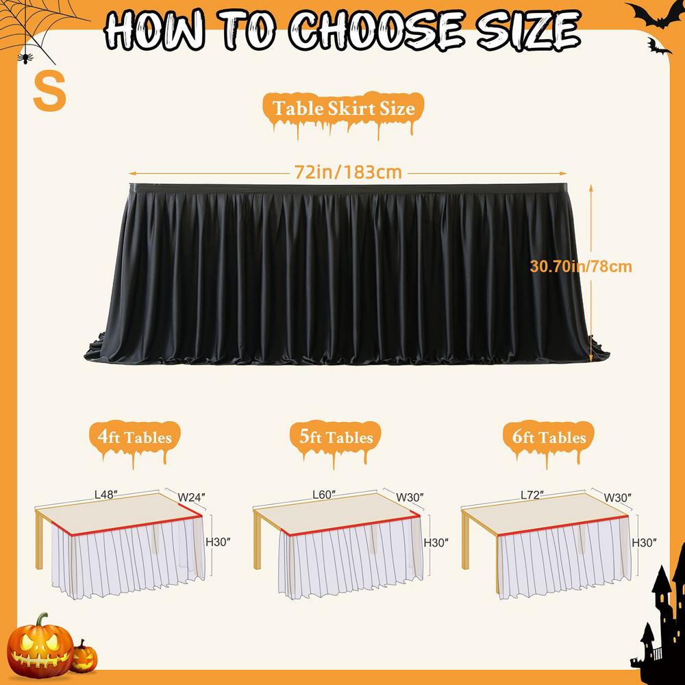 

Black Ruffle Table Skirt 6ft/9ft/14ft Desk Decoration Accessories For Parties Baptism Banquet Carnival Wedding Christmas
