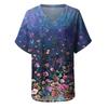 Women's Casual V-Neck Tops Short Sleeve T-shirt Printed Plus Size Summer T-shirt Tunic Top