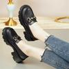Small Loafers, Women's Spring and Autumn Thick Heels, Small Leather Shoes, Soft Soles, One Pedal, Foreign Style, Black Heightened Platform Shoes