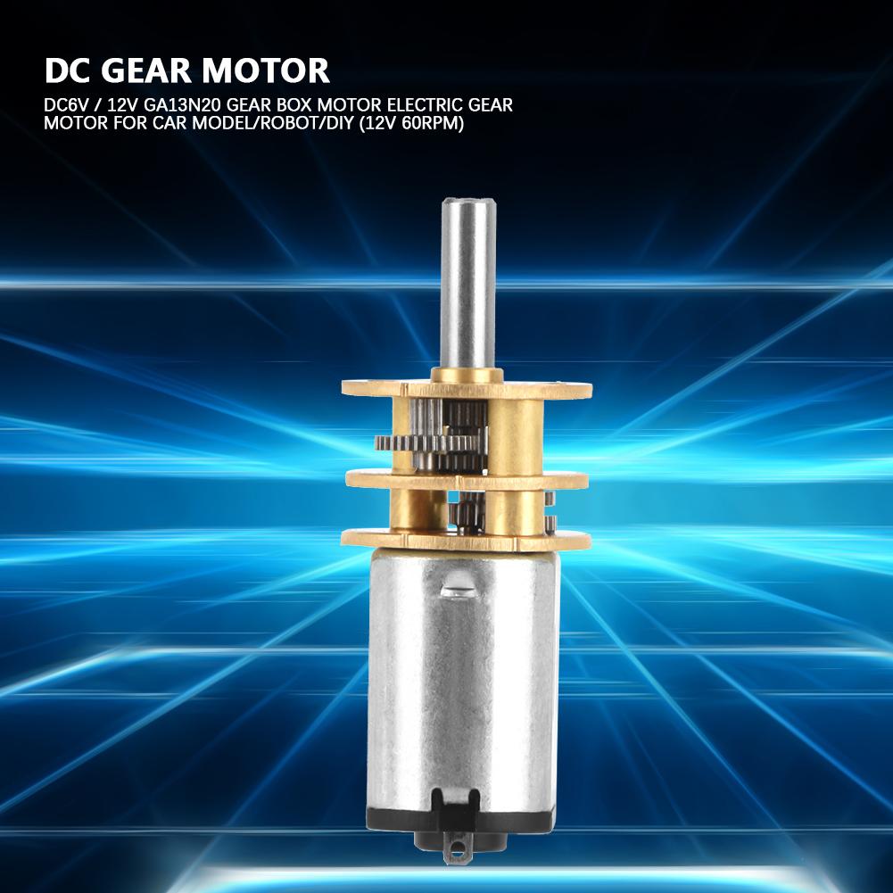DC6V / 12V GA13N20 Gear Box Motor Electric Gear Motor for Car Model/Robot/DIY (12V 60RPM)