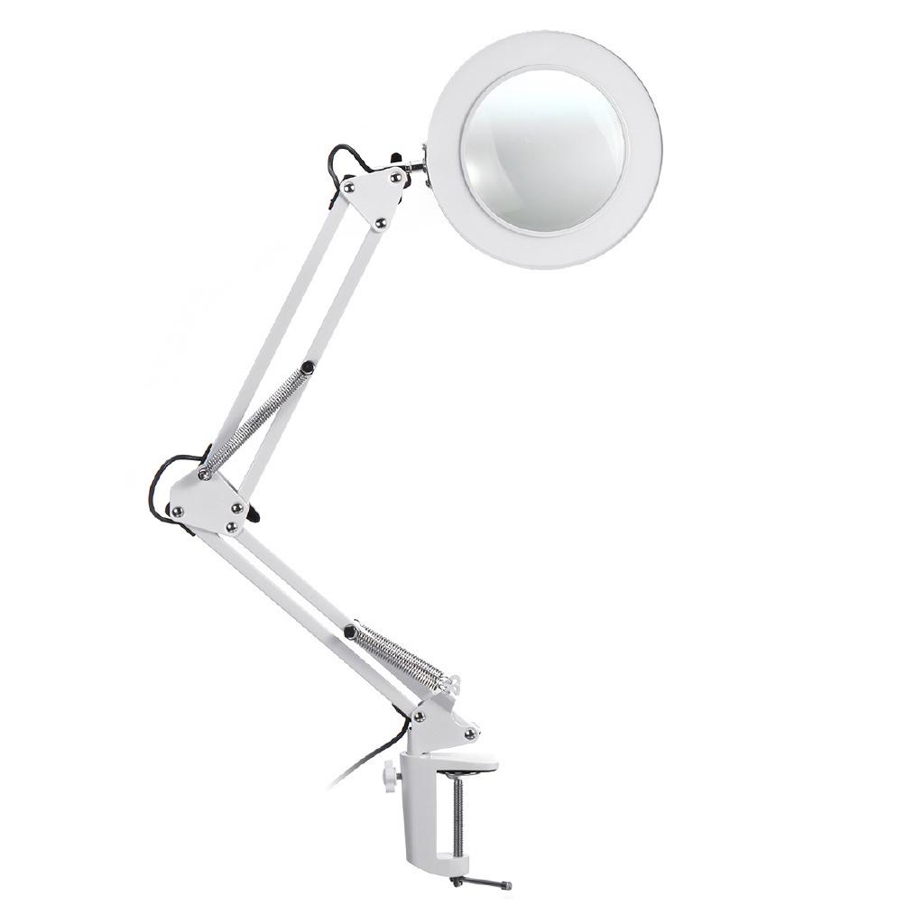 12W USB5X White/Black Folding Magnifier Table Clamp Soldering Third Hand Tool 3 Colors LED Illuminated Lamp Magnifying Glass