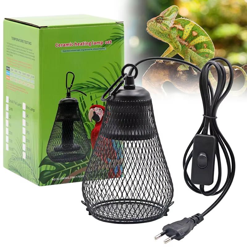 220V Haustier Reptilien Heizkäfig Abdeckung Keramik Heizlampe Keramik Hühnerstall Heizungsset Heizungsschutz für Huhn Eidechse Schildkröte Kükenaufzuchtgerät