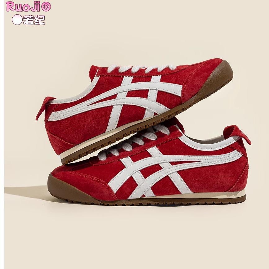 Lederversion Retro Rot Innenhöhe Erhöhung Moralische Trainingsschuhe Damen 2025 Neu Frühling Flache Sport Forrest Gump Freizeitschuhe