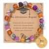 Nuorui New Graduation Anniversary Research Compass Unisex Beaded Natural Stone Bracelet with Cards