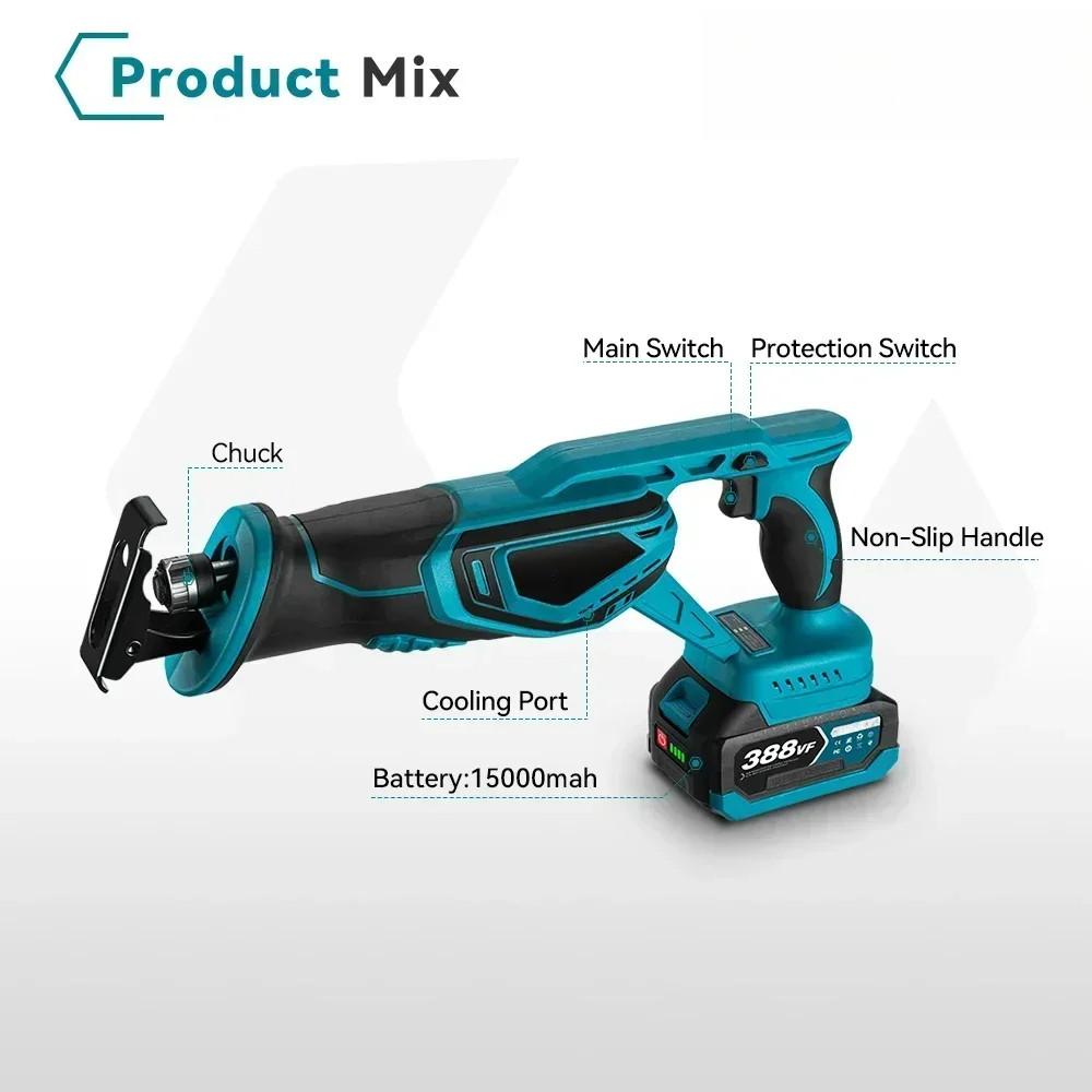 3000W Hochleistungs-Bürstenlose Säbelsäge Tragbare Elektrosäge Holz Metall PVC-Rohr Materialien Schneiden Elektrowerkzeug