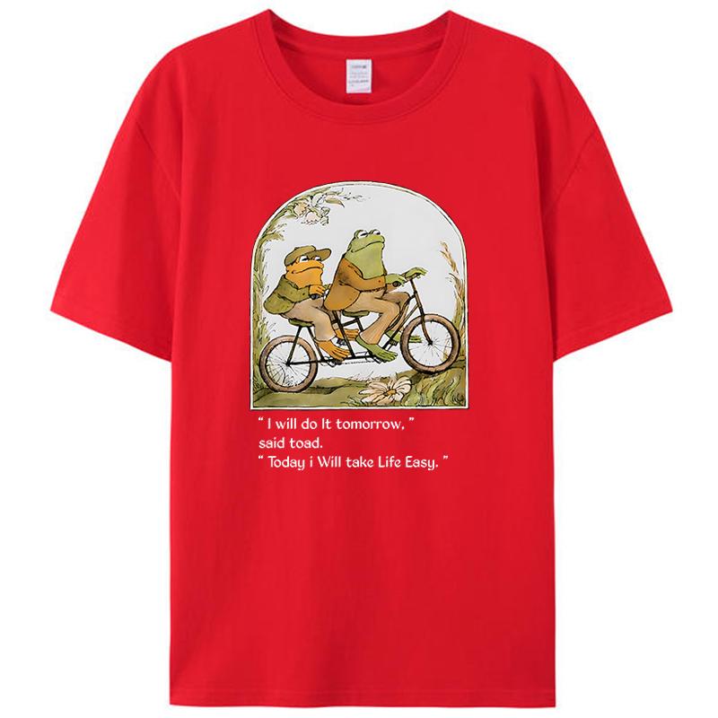Frog And Toad Shirts I Will Do It Tomorrow Vintage Men's T Shirt Women Clothing Classic Tee Graphic T-Shirt Funny Tops