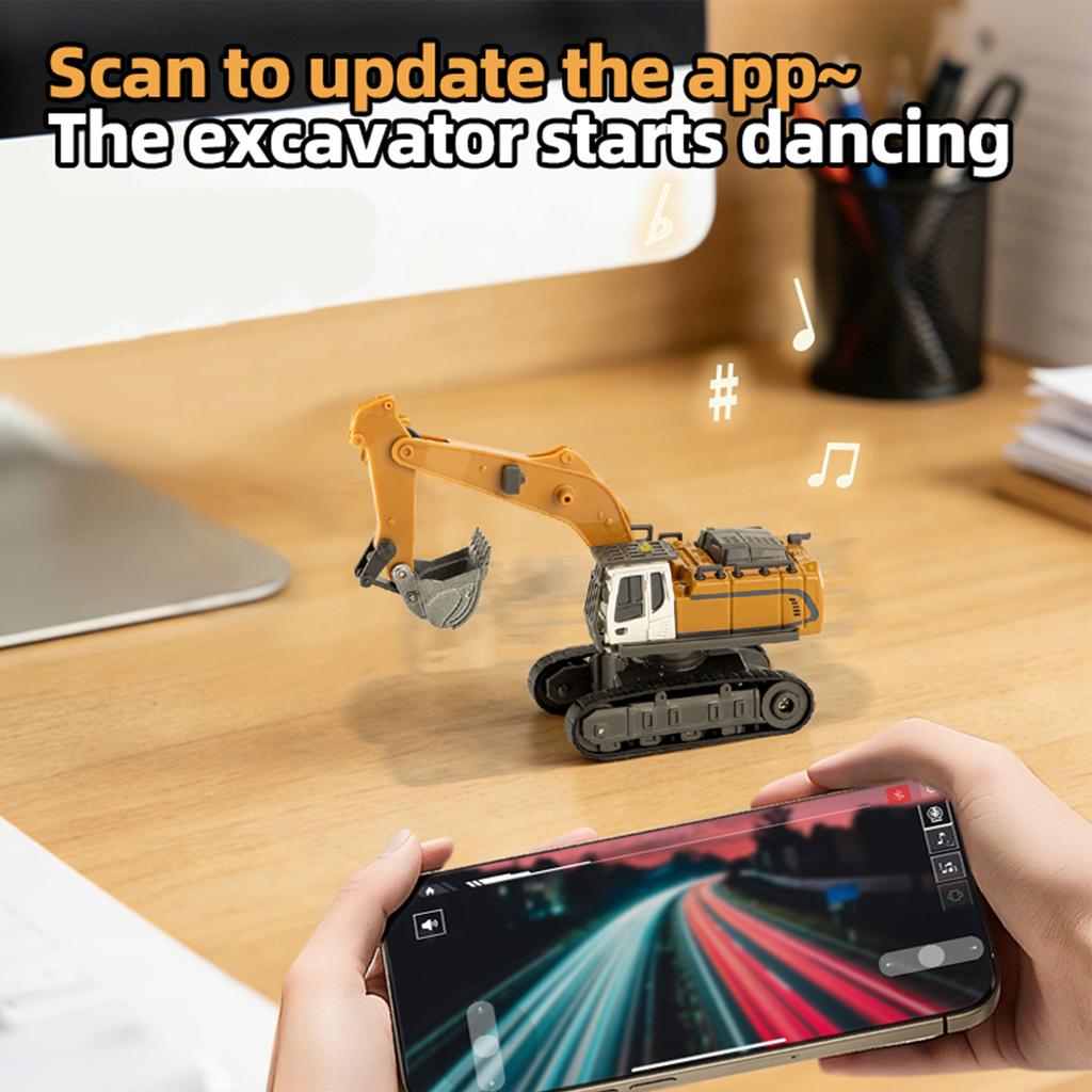 Mini RC Excavator, 1 64 Scale 2.4GHz Mini Remote Control Alloy Construction Vehicle, App Controlled Excavator Model