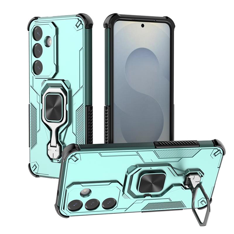 KEYSION Etui odporne na wstrząsy do Samsung S25 Ultra 5G Miękki silikon + PC Pionowy metalowy stojak na telefon Tylna obudowa do Galaxy S25+ Plus