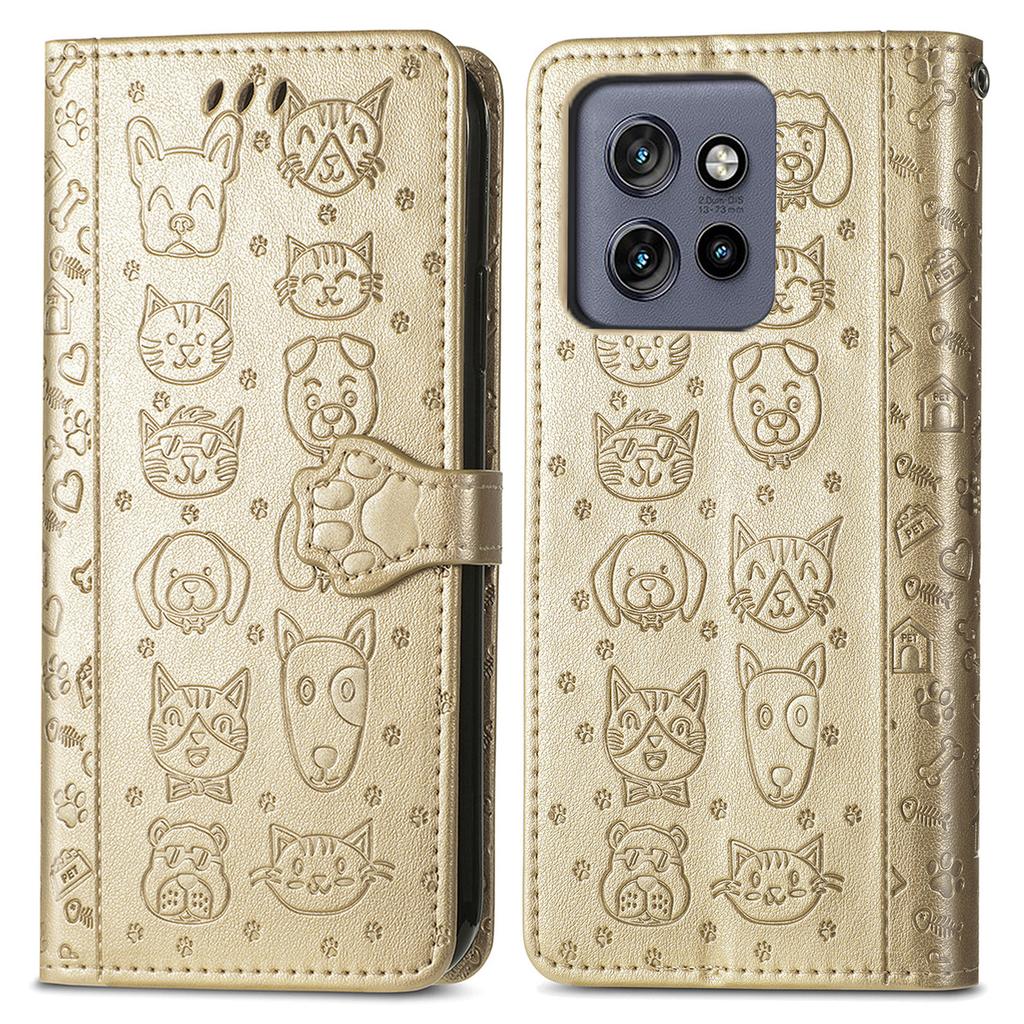 For Motorola Edge 50 Neo 5G/Moto S50 5G/Thinkphone 25 5G Case Leather Wallet Flip Phone Cover Cute Cat Dog Pattern