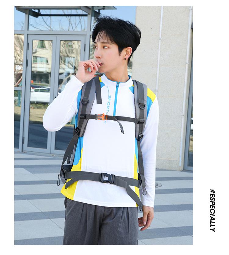 Men's Large Capacity Mountaineering Backpack with Steel Frame and Rain Cover for Outdoor Sports