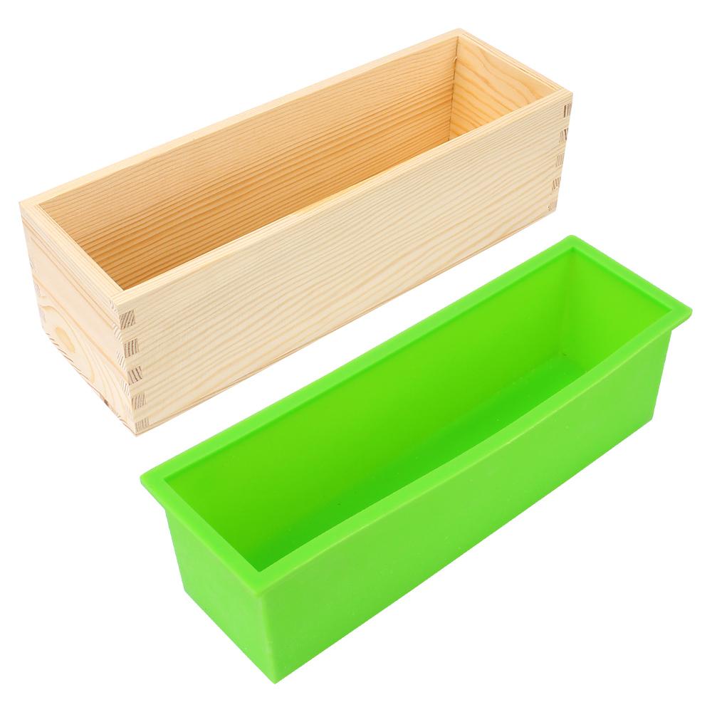 Mit Holzkiste DIY Handgefertigtes Werkzeug Rechteckige Küchenwerkzeuge Backen Toast Kuchen Kastenform Silikon Seifenform