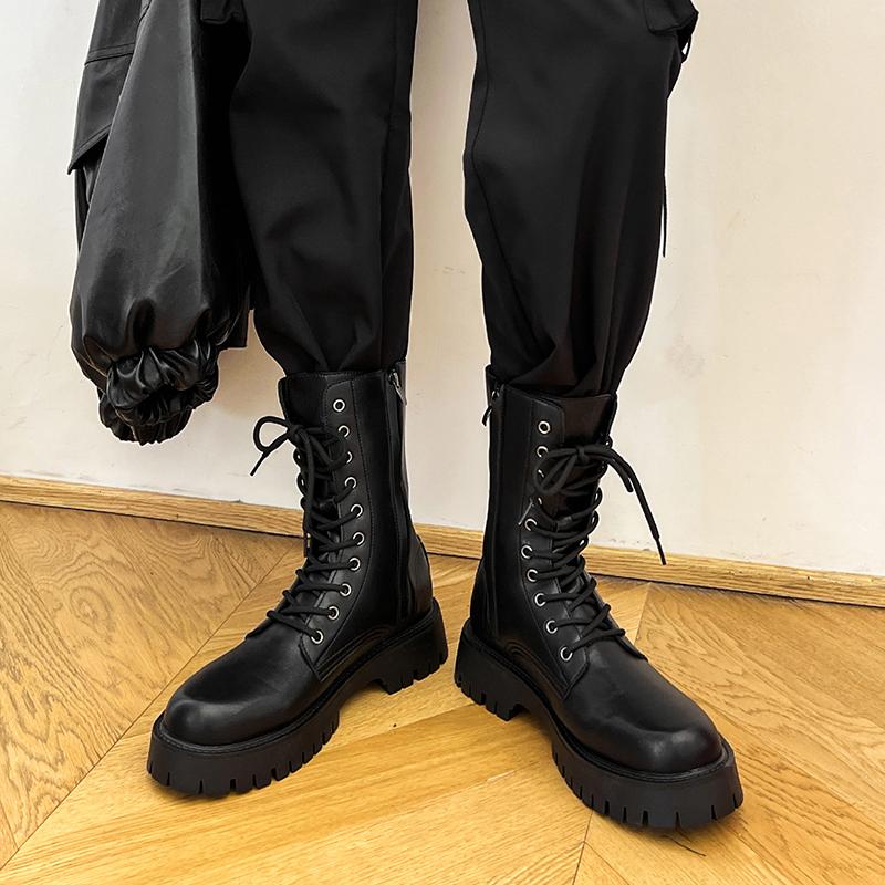 2024 New Men Boots Winter Casual Shoes Fashion Leather Boots Men High Quality Rubber Boots Riding Equestr Botas Hombre With fur