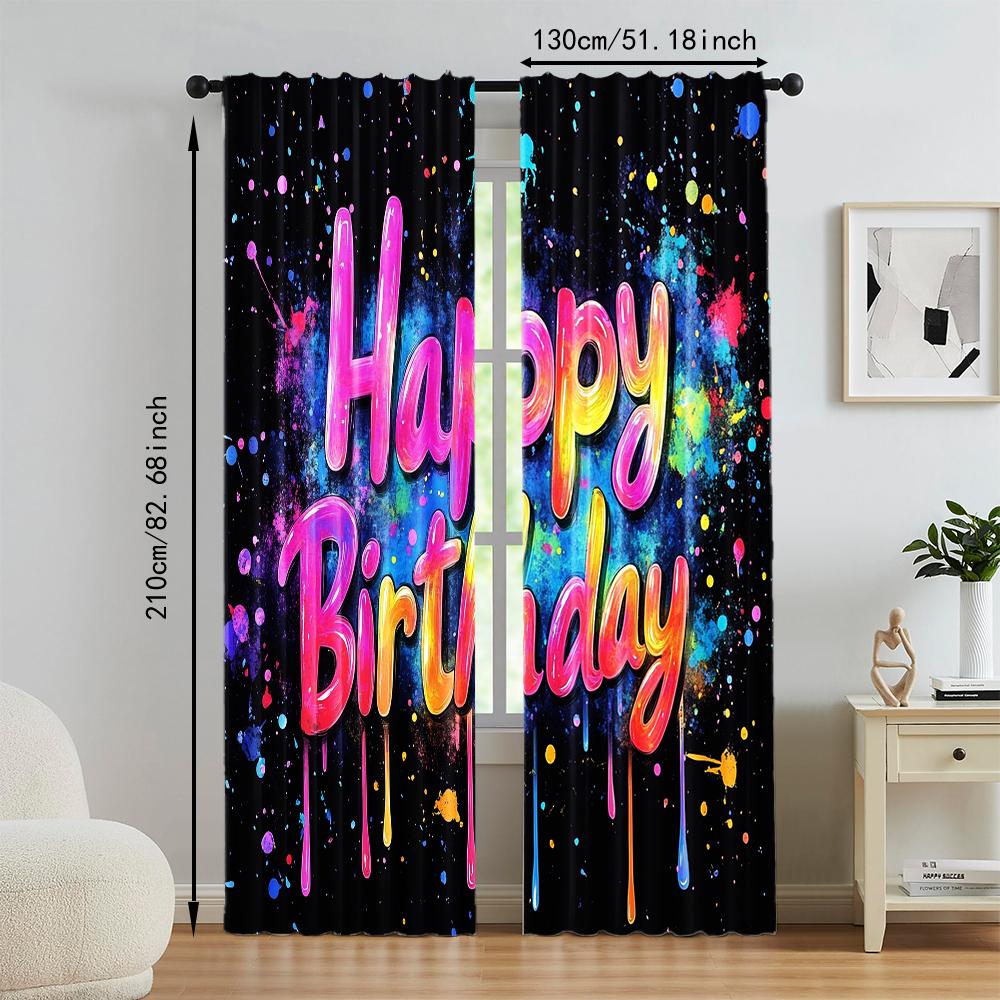 2 Pcs   Versatile Polyester Transparent Curtains for Home Decoration Vibrant Slime Graffiti for Use In Bedrooms and Living Rooms