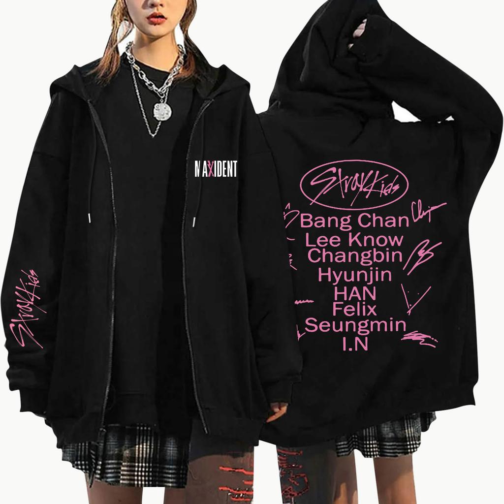 Women's Zip Up Hoodies Teen Girls Letter Printing Sweatshirt Clothing Casual Drawstring Jacket With Pockets