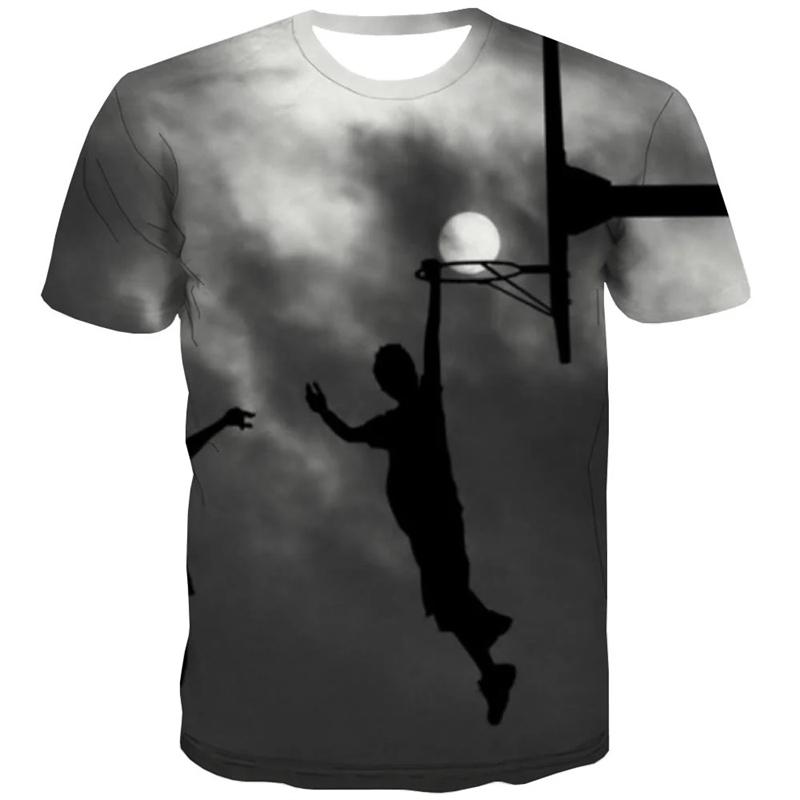 Basketball Sports T-shirt 3D Print Playground Outdoor Round Neck T Shirts Daily Casual Fashion Hobbies Cool Pattern Tee Tops
