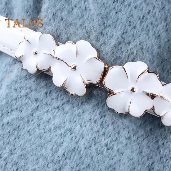 Women Thin Corset Flower Decor Waist Belt Faux Leather Slimming Body Waistband Decorative Skirt Belt Dress Shirt Decoration