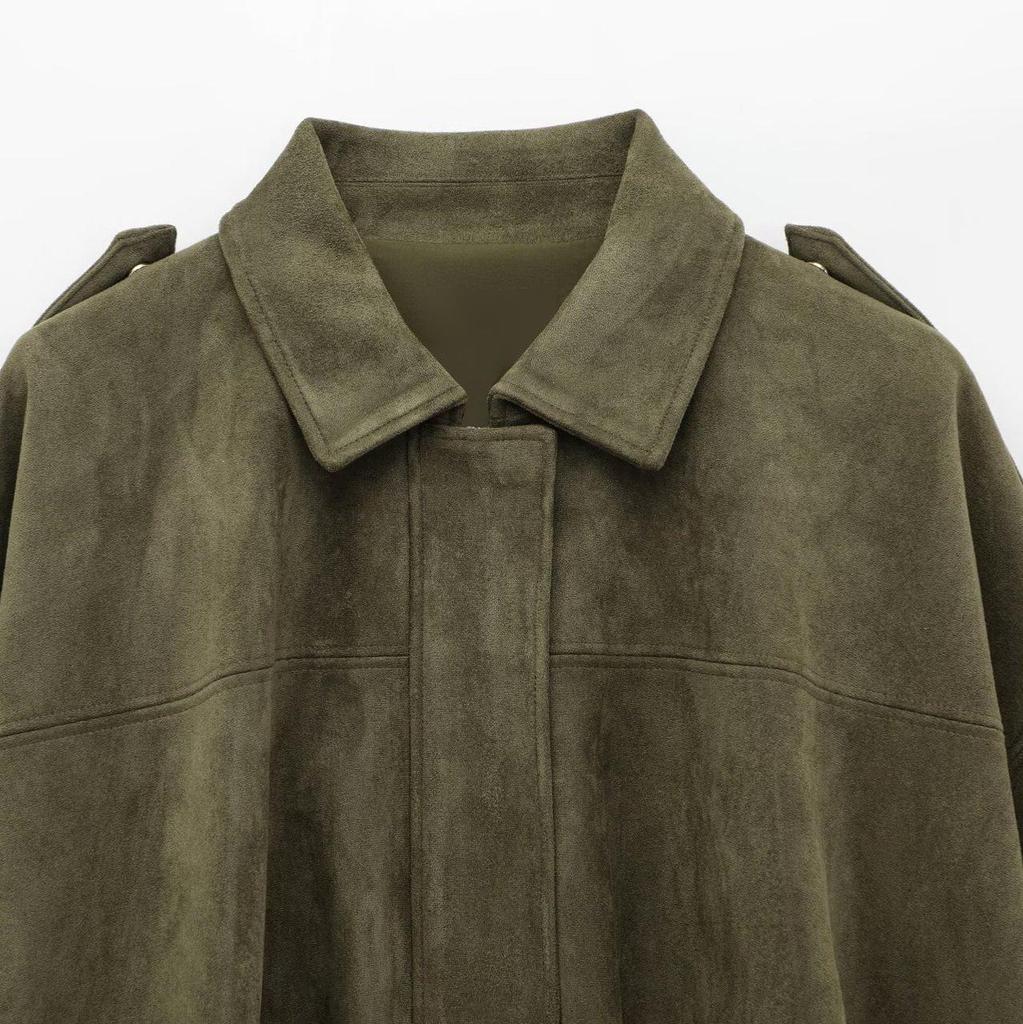 TAOP&ZA Women's Suede Bomber Jacket - Summer Commute Fashion