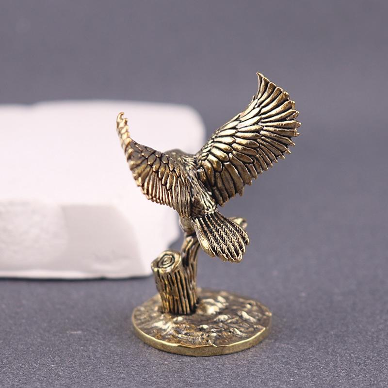 1 Pieza Retro Cobre Animal Mascota de Té Adorno de Escritorio Latón Sólido Antiguo Búho Miniaturas Figuras Decoración del Hogar Manualidades