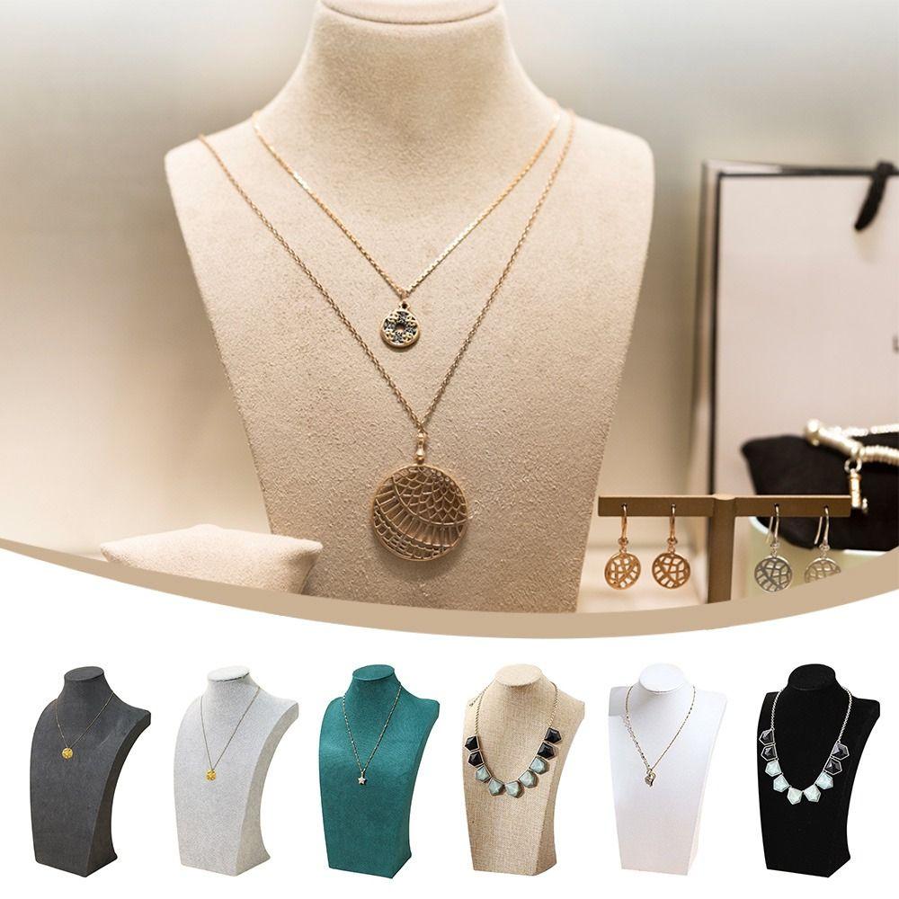 Velvet Jewelry Collection Rack Mannequin Bust Jewelry Display  Necklace Earrings Rings Pendant